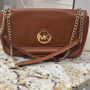 Michael Kors Tan Leather Shoulder Bag with Gold Chain